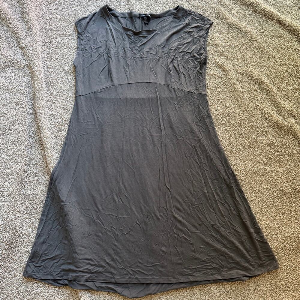 Eileen Fisher Viscose Jersey Sleeveless Charcoal Gray Dress Size Large